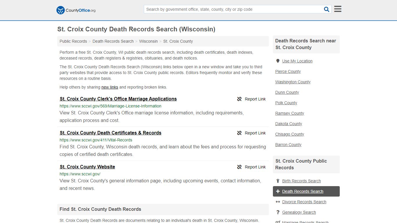 Death Records Search - St. Croix County, WI (Death ...