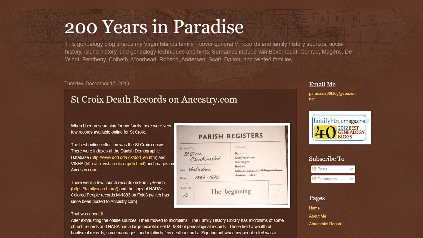 200 Years in Paradise: St Croix Death Records on Ancestry.com