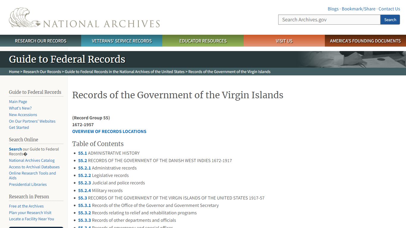 Records of the Government of the Virgin Islands | National ...